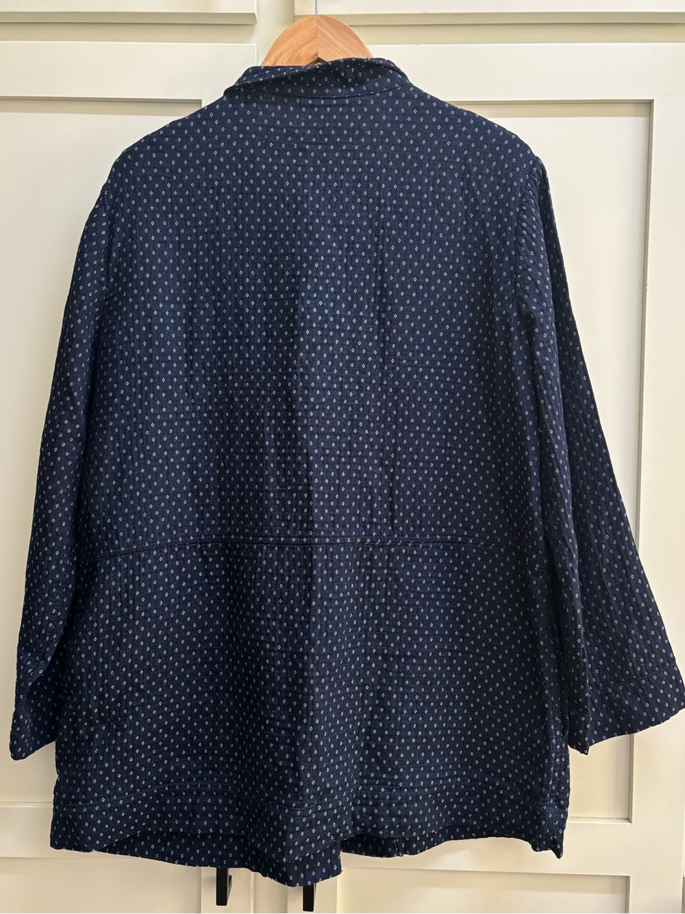 Raquel Allegra Women’s Size 3 large Blue Diamond Print Cotton Lightweight Blazer - Picture 5 of 8